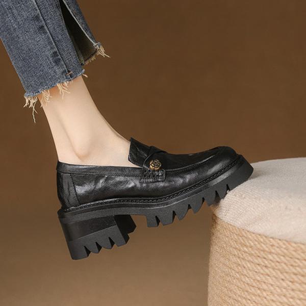 Elegant Handmade Leather Women's Shoes - Luxurious Craftsmanship(E123006Q45)