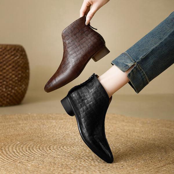 Elegance Defined: Handcrafted Genuine Leather Women's Shoes(E5or7A5852)