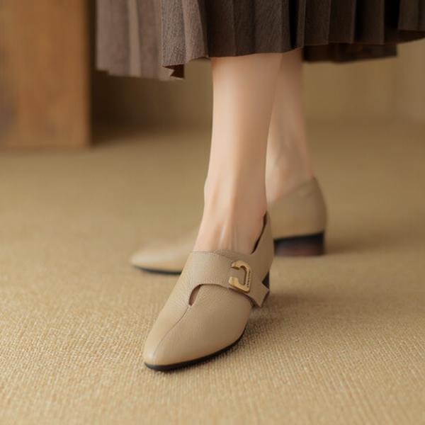 Elegant Handcrafted Genuine Leather Women's Shoes - Luxury Craftsmanship(Easn20181559)