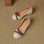 Elegant Handcrafted Luxury Leather Women's Shoes - Artisanal Quality and Craftsmanship(Easn20181926)