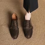 Handcrafted Luxurious Genuine Leather Women's Shoes with Elegant Artistry(Easn20182570)