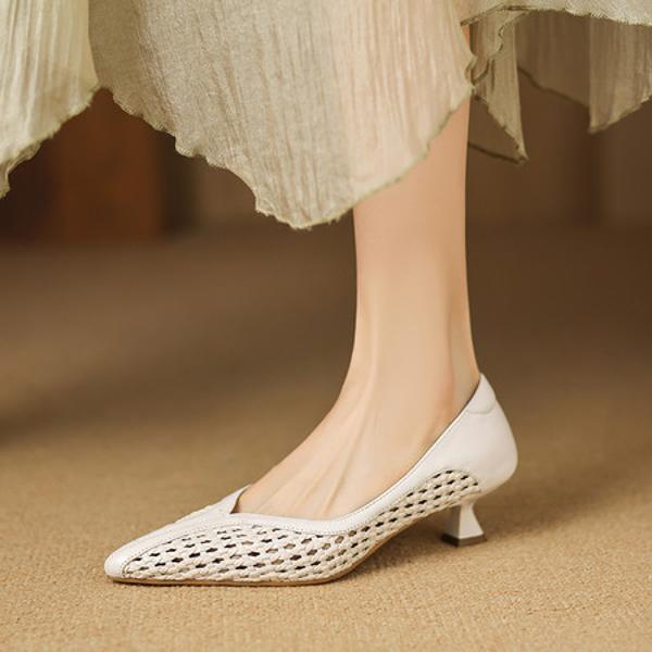 Elegant Handcrafted Leather Women's Shoes - Luxurious Quality Craftsmanship(Easn20182732)