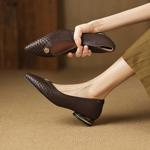 Exquisite Handcrafted Leather Heels: Premium Quality for Elegance(Easn20182826)