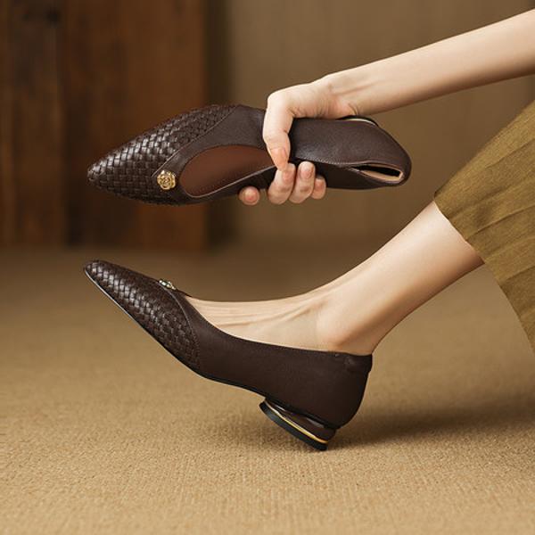 Exquisite Handcrafted Leather Heels: Premium Quality for Elegance(Easn20182826)