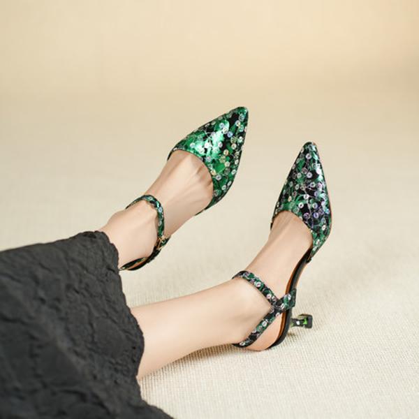 Elegant Luxury Handcrafted Genuine Leather Women's Shoes(Echengdu2537)