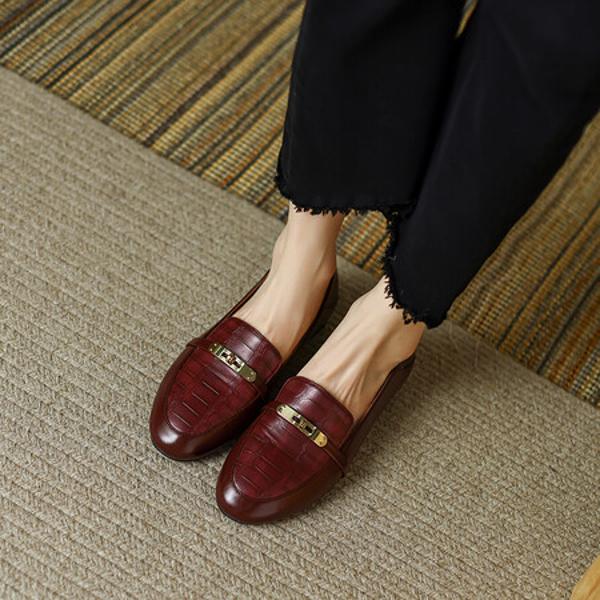 Elegant Handcrafted Genuine Leather Women's Shoes with Exquisite Craftsmanship(EcqiH-470)