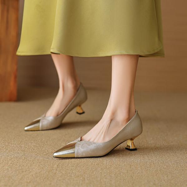 Handcrafted Luxury Genuine Leather Women’s Shoes: Elegance in Every Stitch(EcqiH-3078-B)