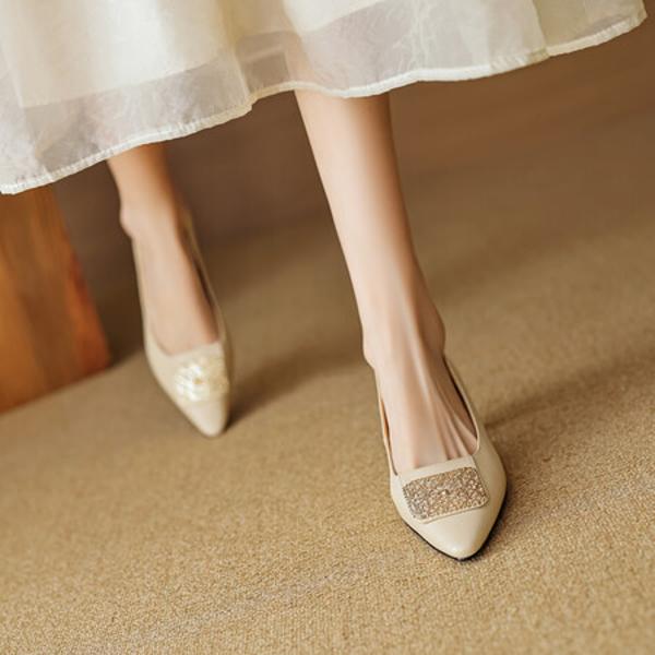 Handcrafted Luxurious Genuine Leather Women's Shoes with Elegant Craftsmanship(EcqiH-3312)