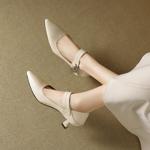Exquisite Handmade Leather Women's Shoes with Luxurious Craftsmanship(EcqiH-7082)