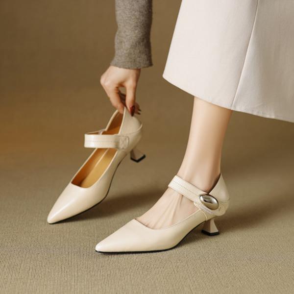 Exquisite Handmade Leather Women's Shoes with Luxurious Craftsmanship(EcqiH-7082)