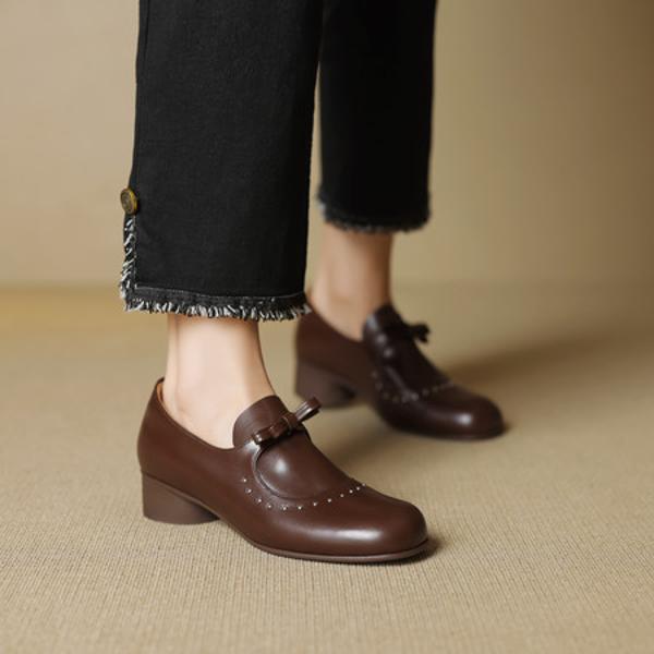 Elegant Handmade Leather Women’s Shoes - Luxurious Craftsmanship(EcqiH-7179)