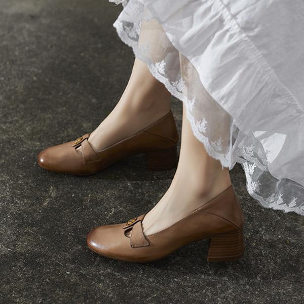 Exquisite Handcrafted Leather Shoes for Elegant Women(EcqiHJ-7105)
