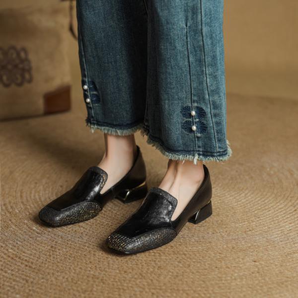 Elegant Handcrafted Genuine Leather Women's Shoes – Luxurious Artistry(EcqiH-7316)