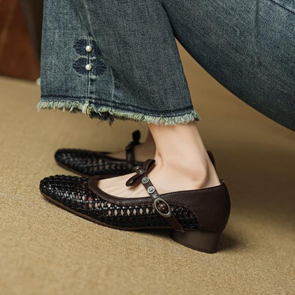 Handcrafted Luxury Genuine Leather Women's Shoes: Elegant Craftsmanship(EcqiH-7356)