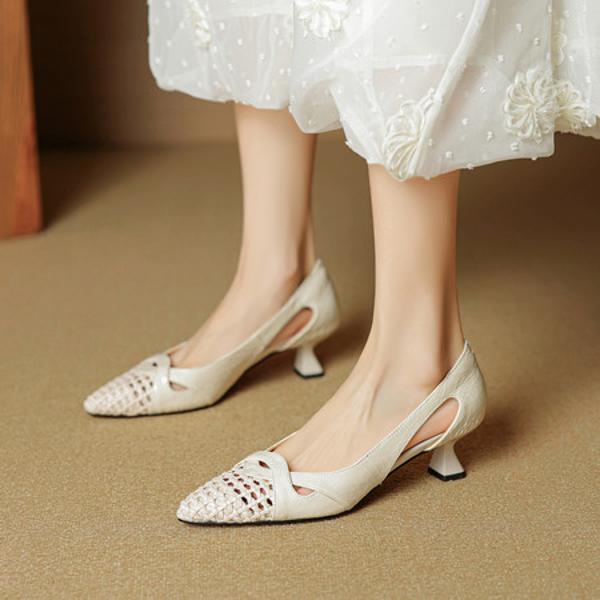 Crafted Elegance: Luxury Genuine Leather Handmade Women's Shoes(EcqiH-7818)