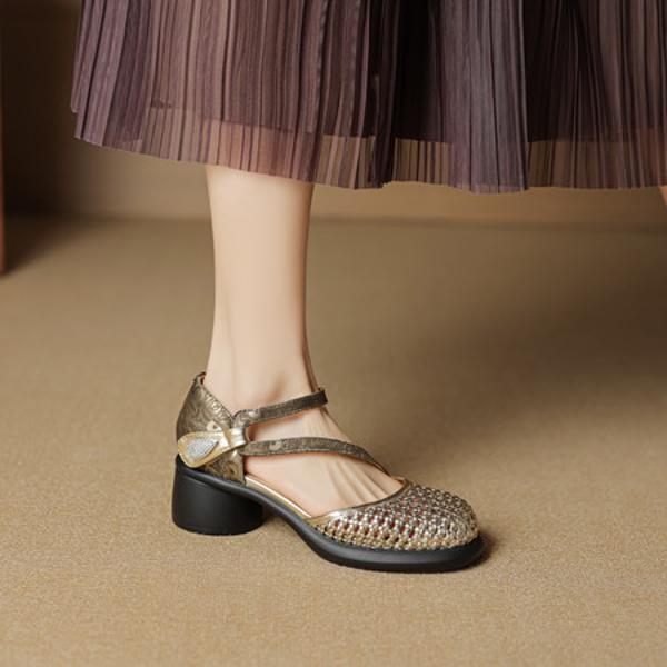 Exquisite Handmade Leather Women's Shoes: Luxury and Elegance Crafted(EcqiH-7905)