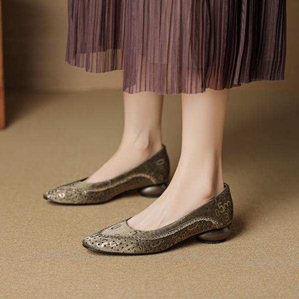 Handcrafted Genuine Leather Women's Shoes: Luxurious Elegance in Every Detail(EcqiHL-7930)