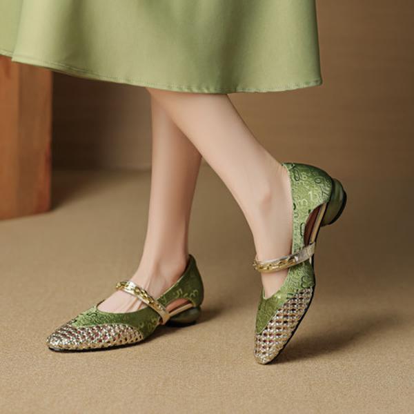 Handcrafted Genuine Leather Women's Shoes - Elegant Luxury Craftsmanship(EcqiHL-7962)