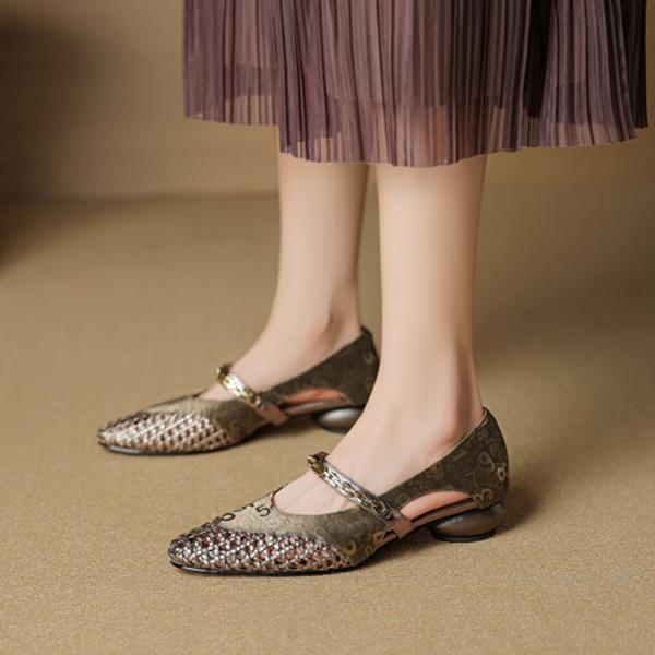 Handcrafted Genuine Leather Women's Shoes - Elegant Luxury Craftsmanship(EcqiHL-7962)