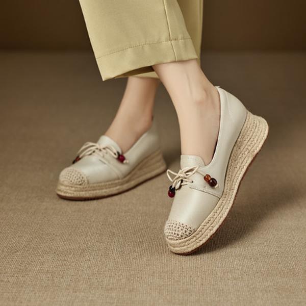 Elegant Handmade Leather Woman Shoes – Luxurious Craftsmanship(EcqiH-8265)