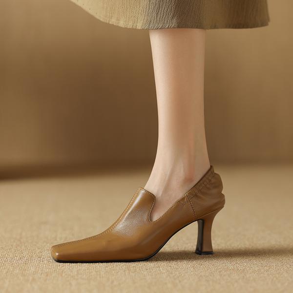Elegance in Handcrafted Genuine Leather Women's Shoes(Edamaijia82027F)