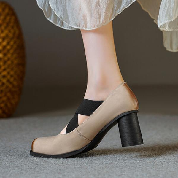 Handcrafted Luxurious Genuine Leather Women's Shoes - Elegance Redefined(Edfmr7088)