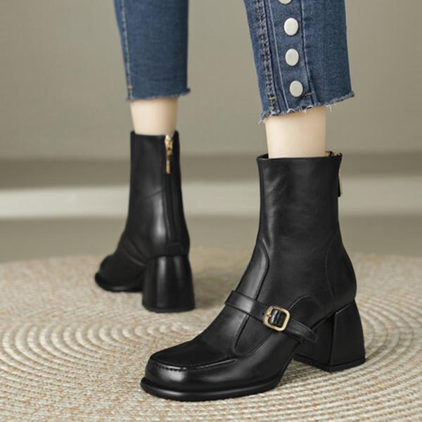 Handcrafted Luxe Leather Women's Shoes: Elegant Artistry & Quality(Edfmr6915)