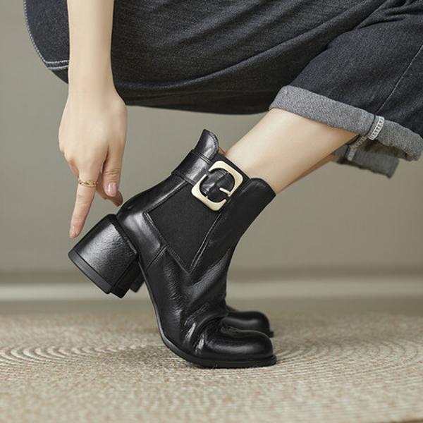 Luxury Handmade Leather Ladies' Shoes: Timeless Elegance(Edfmr7066)