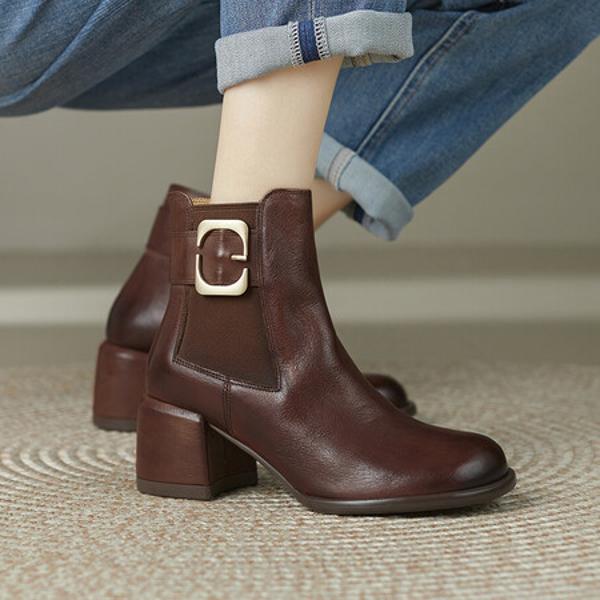 Luxury Handmade Leather Ladies' Shoes: Timeless Elegance(Edfmr7066)