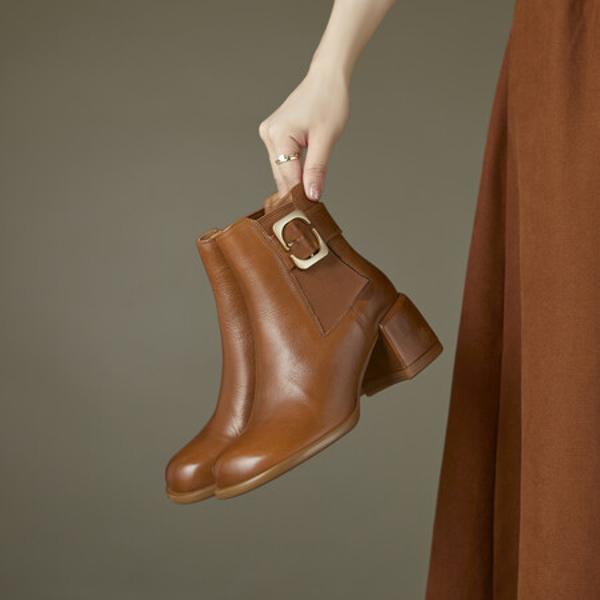 Luxury Handmade Leather Ladies' Shoes: Timeless Elegance(Edfmr7066)