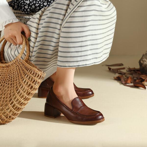 Elegant Luxury Handmade Leather Women's Shoes(Edfmr8113)