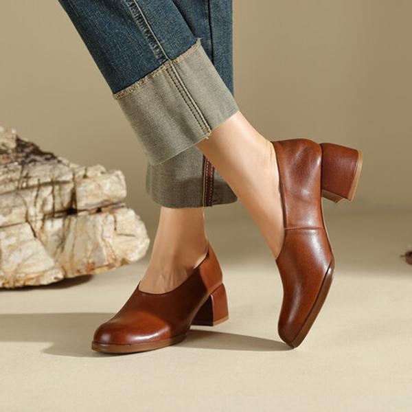 Handcrafted Luxury Leather Women's Shoes: Elegance in Every Stitch(Edfmr8112)