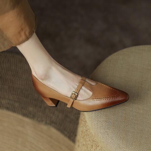 Handcrafted Genuine Leather Women's Shoes - Elegant Luxury(EdslG162-1)