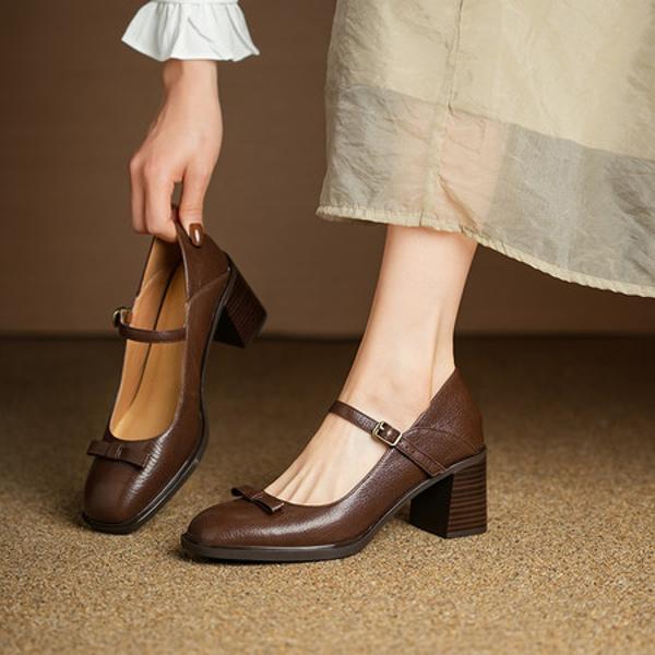 Elegant Artisan Leather Women's Shoes - Luxury Craftsmanship(Edsl3177)