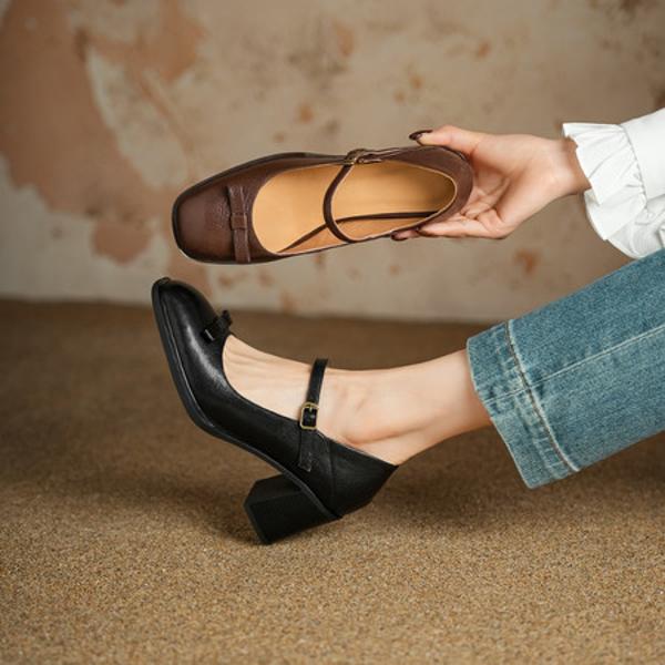 Elegant Artisan Leather Women's Shoes - Luxury Craftsmanship(Edsl3177)