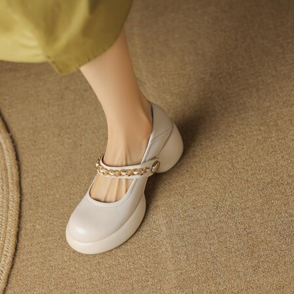 Elegant Handmade Genuine Leather Women's Shoes - Luxury Craftsmanship(Egupai8882658)