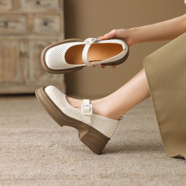 Elegant Handmade Leather Women’s Shoes - Luxurious Craftsmanship(Eoct20161002M530-26)