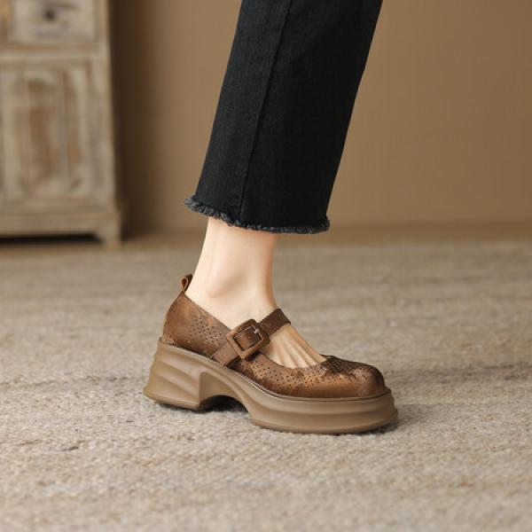 Elegant Handmade Leather Women’s Shoes - Luxurious Craftsmanship(Eoct20161002M530-26)