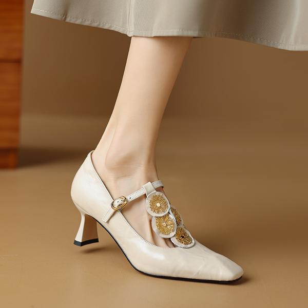 Handcrafted Genuine Leather Women's Shoes - Elegant, Luxurious, and Exquisite Quality.(Etx0863TX445)