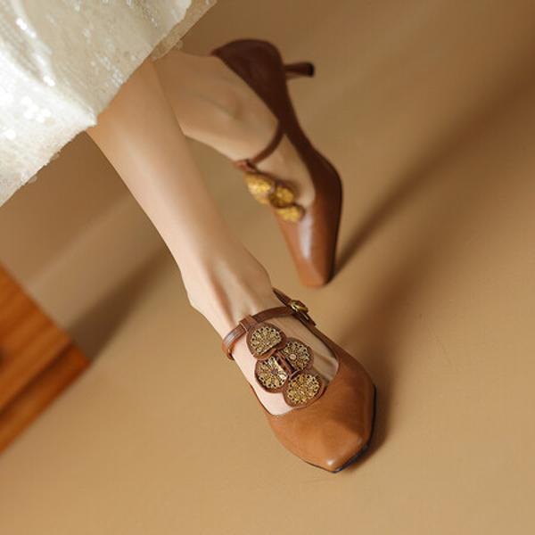 Exquisite Handcrafted Leather Women's Shoes: A Luxurious Blend of Elegance and Craftsmanship(Etx0863TX445-2)